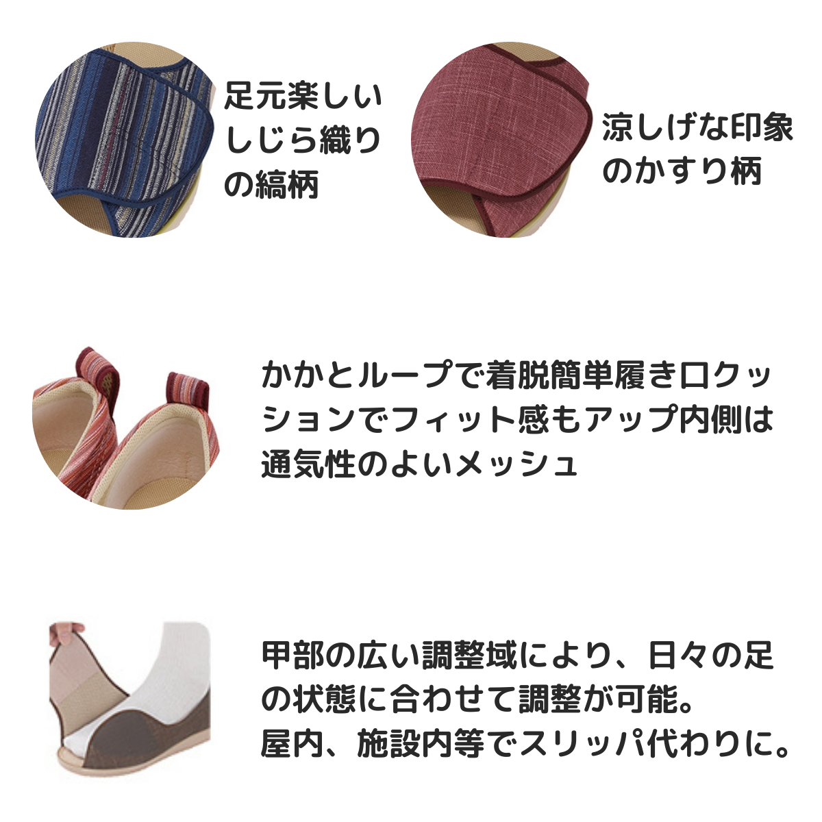 オープン和(なごみ) 片足用 青(縞) 右S
