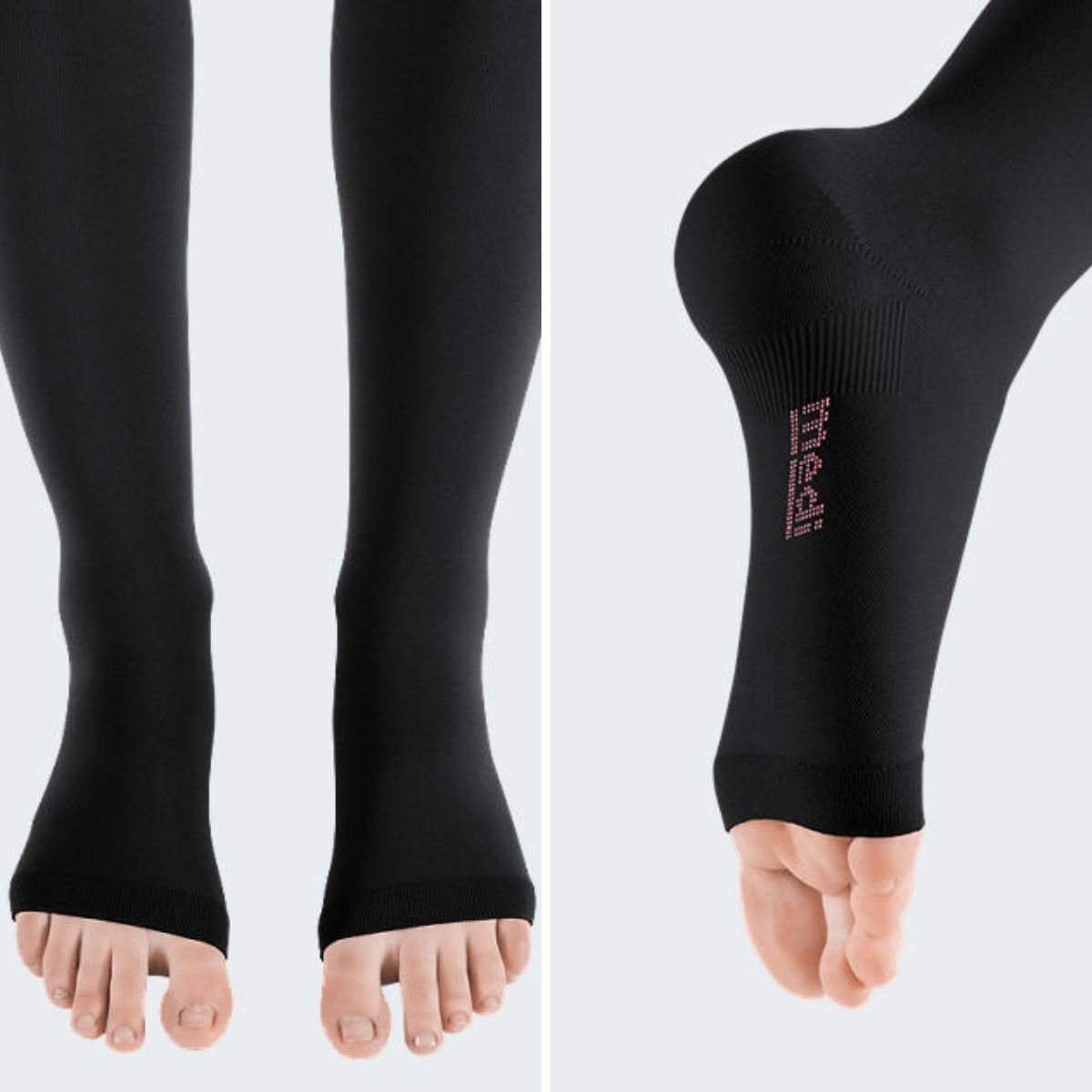 メディプラス トップバンド付ストッキング ロング丈 つま先無 圧迫力クラス3 ストロング 4.5-6.1kPa ブラック SS