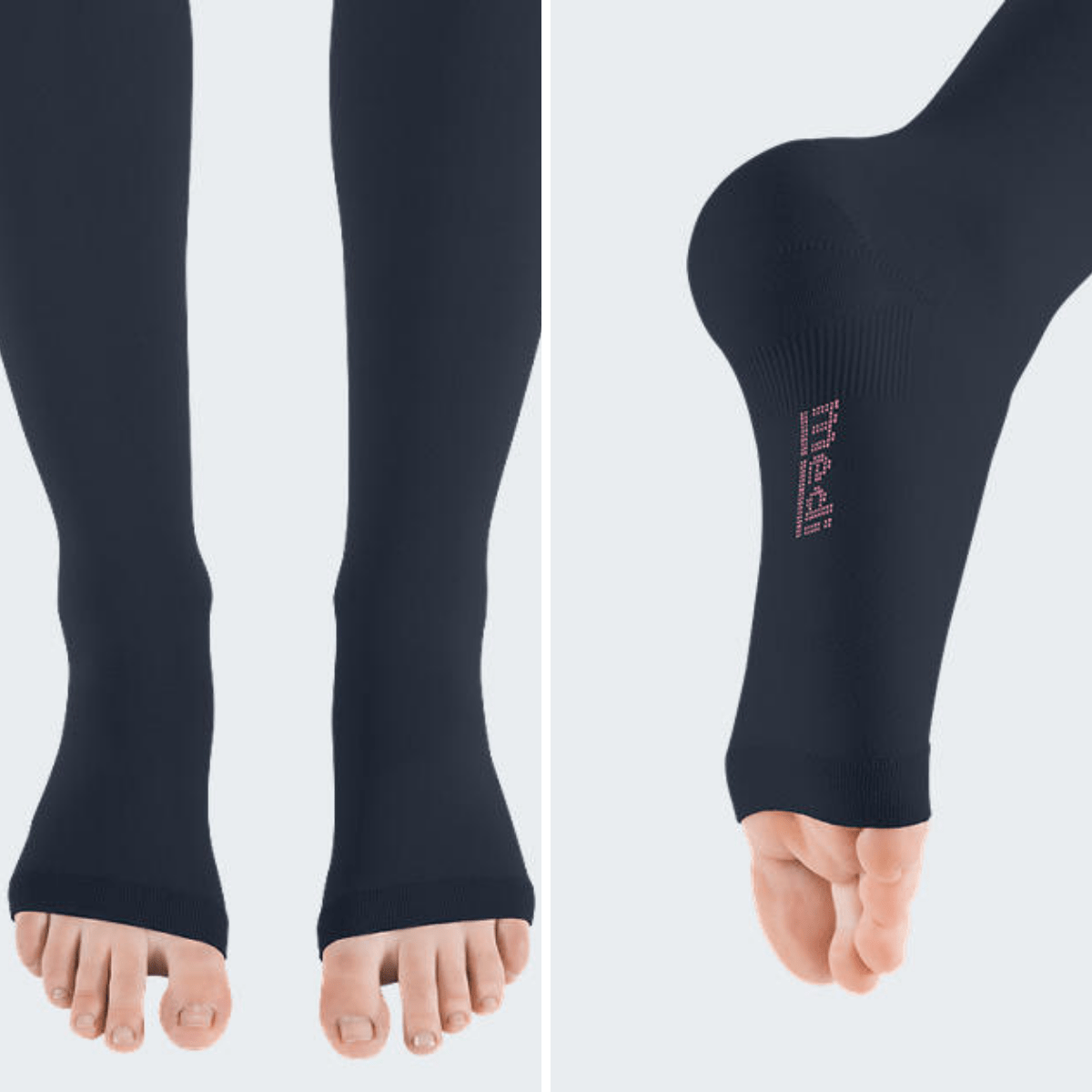 メディプラス トップバンド付ストッキング ロング丈 つま先無 圧迫力クラス3 ストロング 4.5-6.1kPa ネイビー SS
