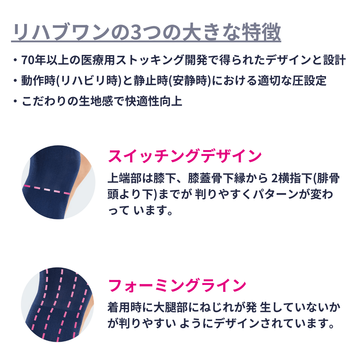 リハブワン リハビリ期用サポートストッキング ハイソックスタイプ つま先有 S