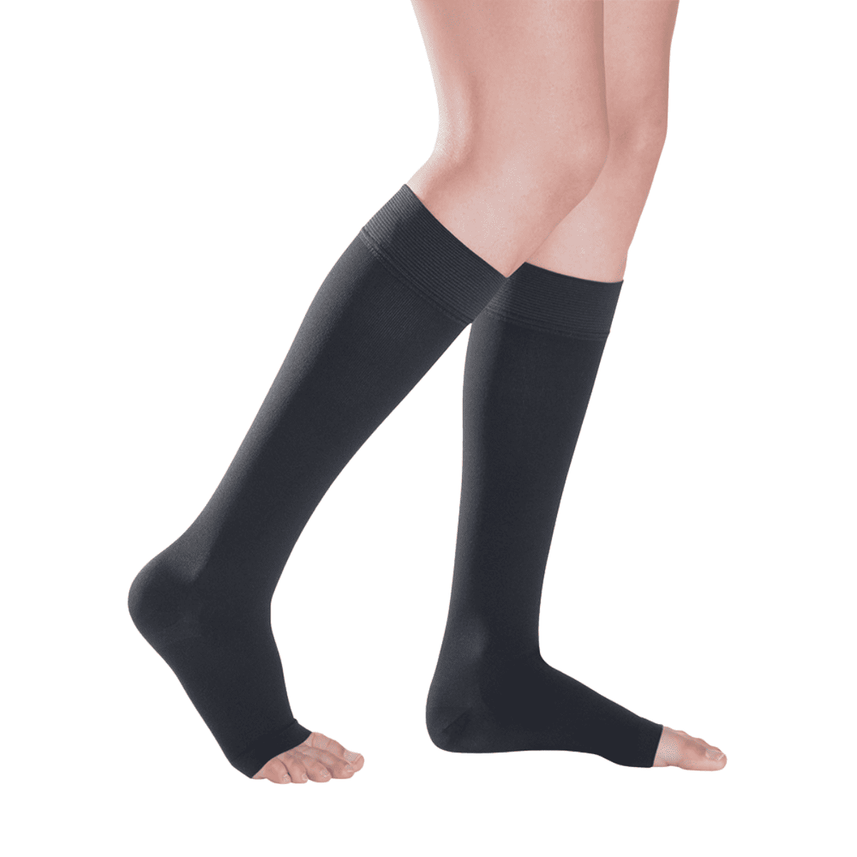 コットン ハイソックス ライト ノーマル つま先無 XXSプラス ブラック ブラック XXS