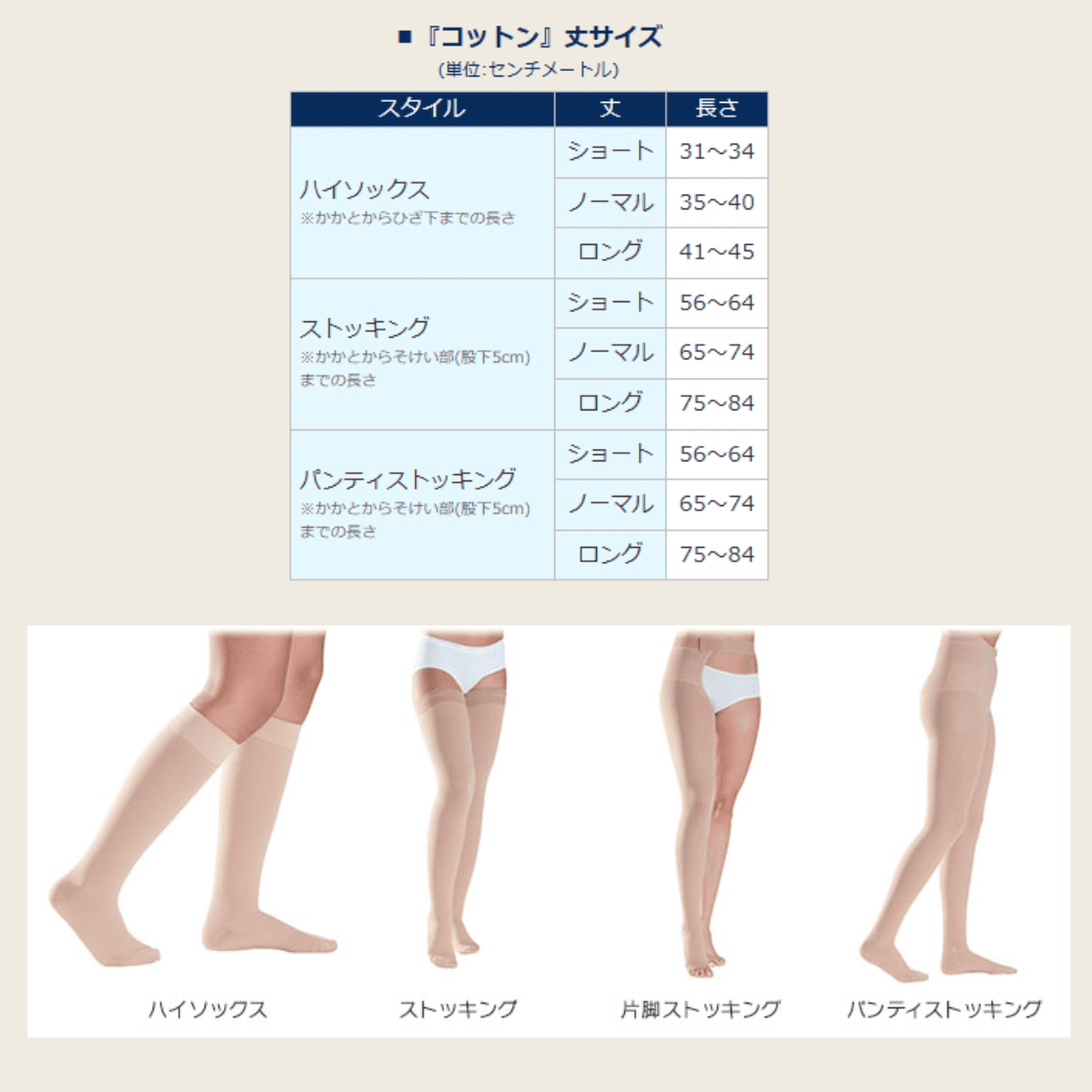 コットン 片足 左 ストロング ロング つま先無 XXS ナチュラル ナチュラル XXS