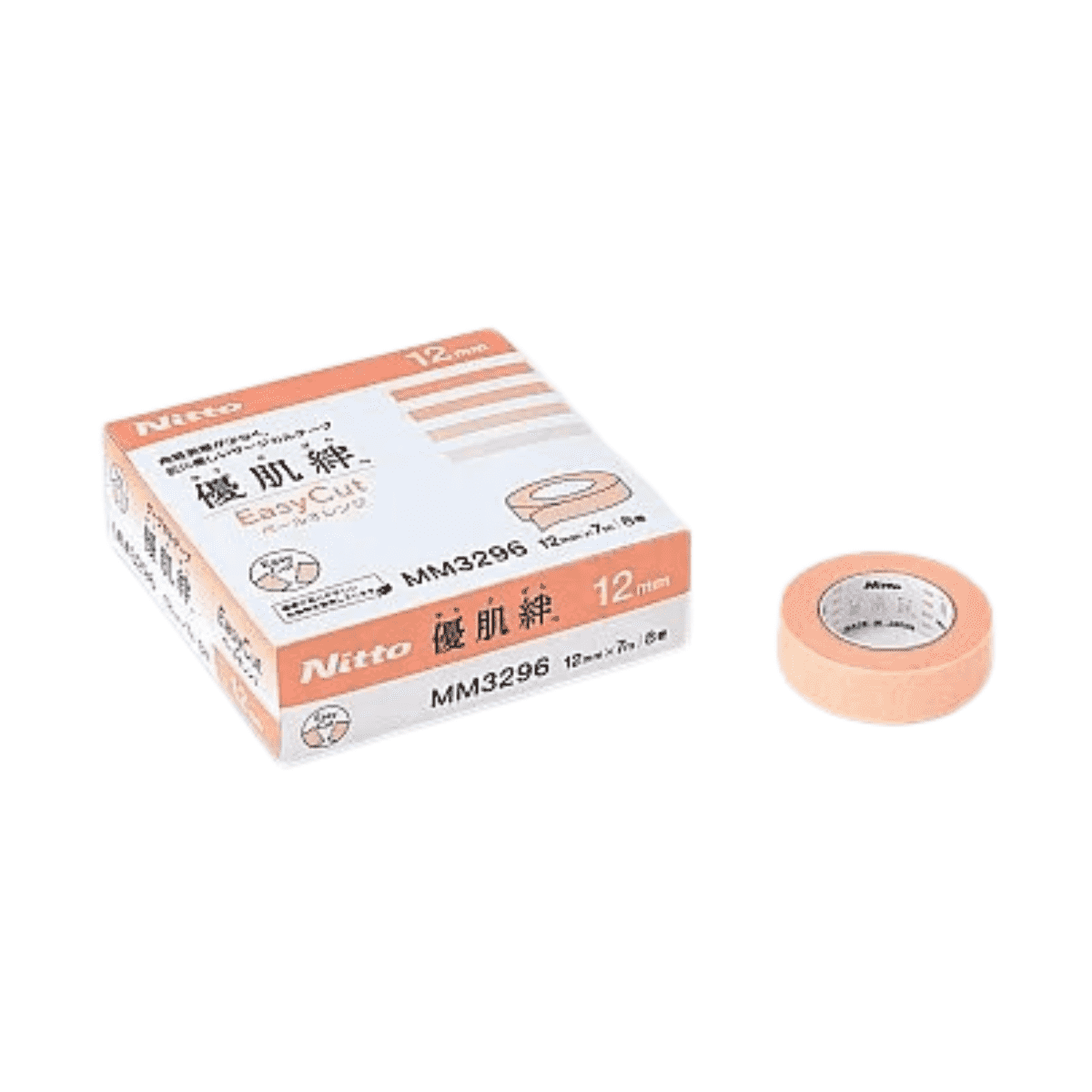 優肌絆 EasyCut イージーカット ペールオレンジ 8巻入 12mm×7ｍ 8巻
