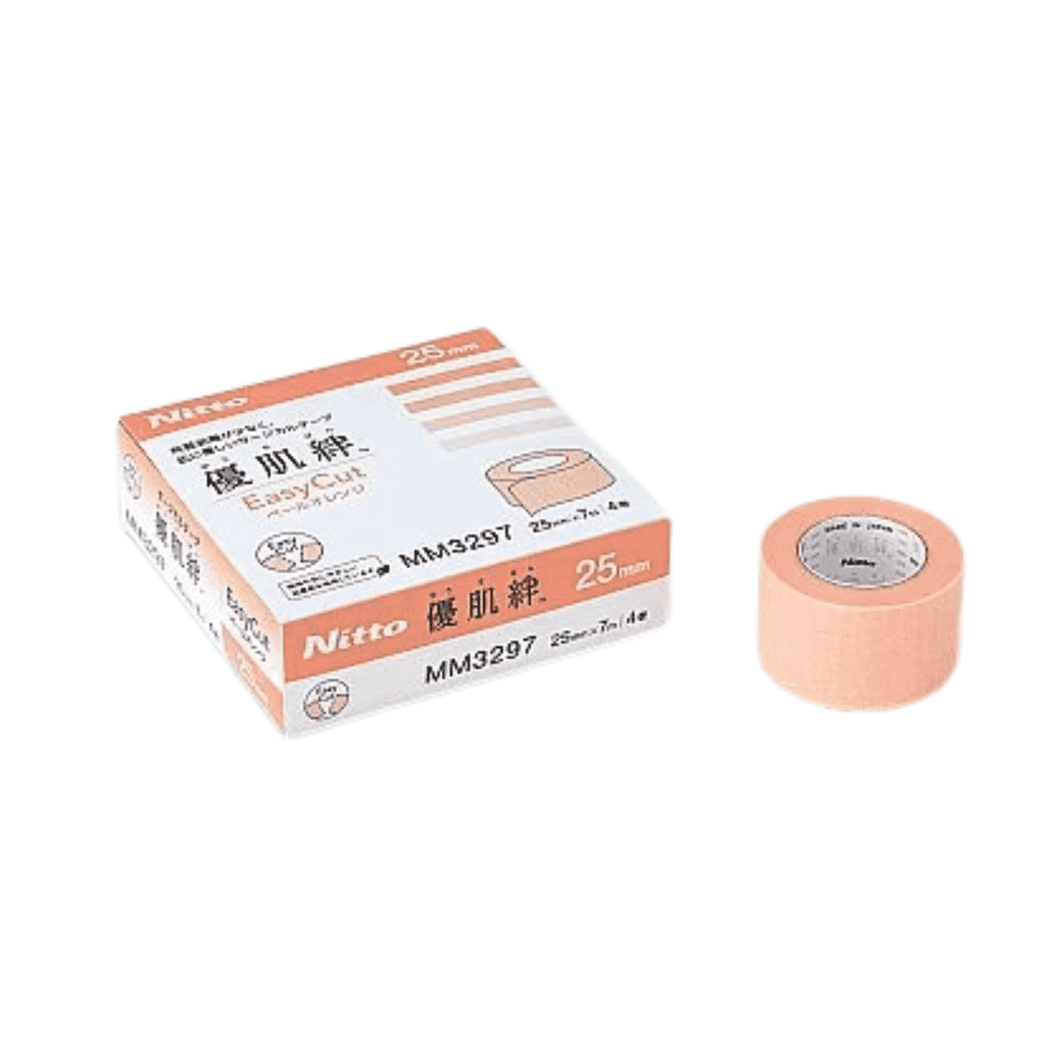 優肌絆 EasyCut イージーカット ペールオレンジ 4巻入 25ｍｍ×7ｍ 4巻