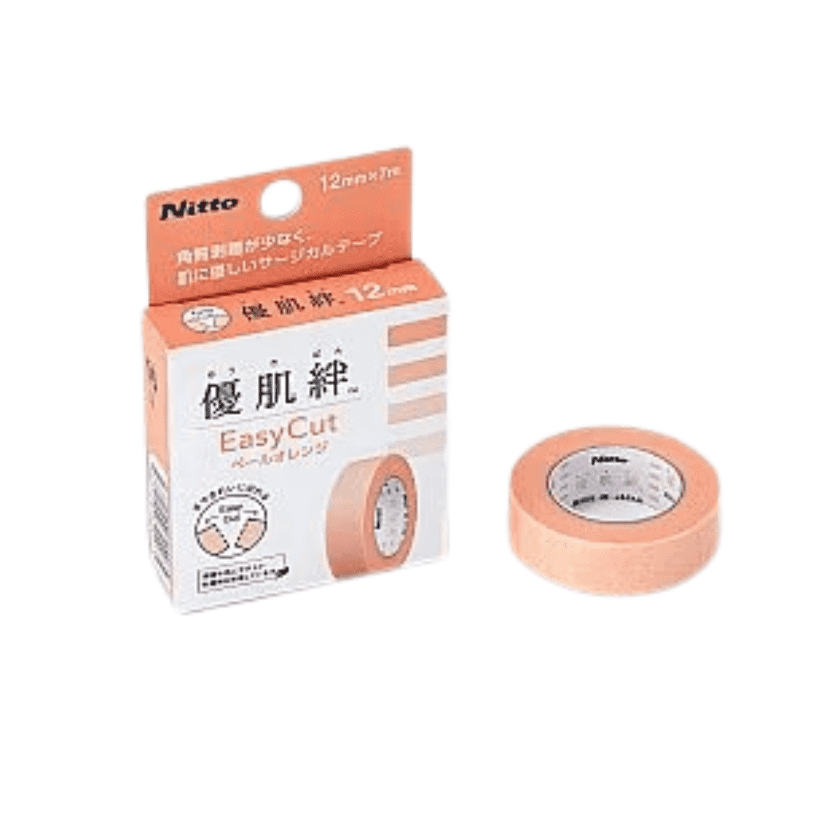 優肌絆 EasyCut イージーカット ペールオレンジ 個包装 12ｍｍ×7ｍ 1巻