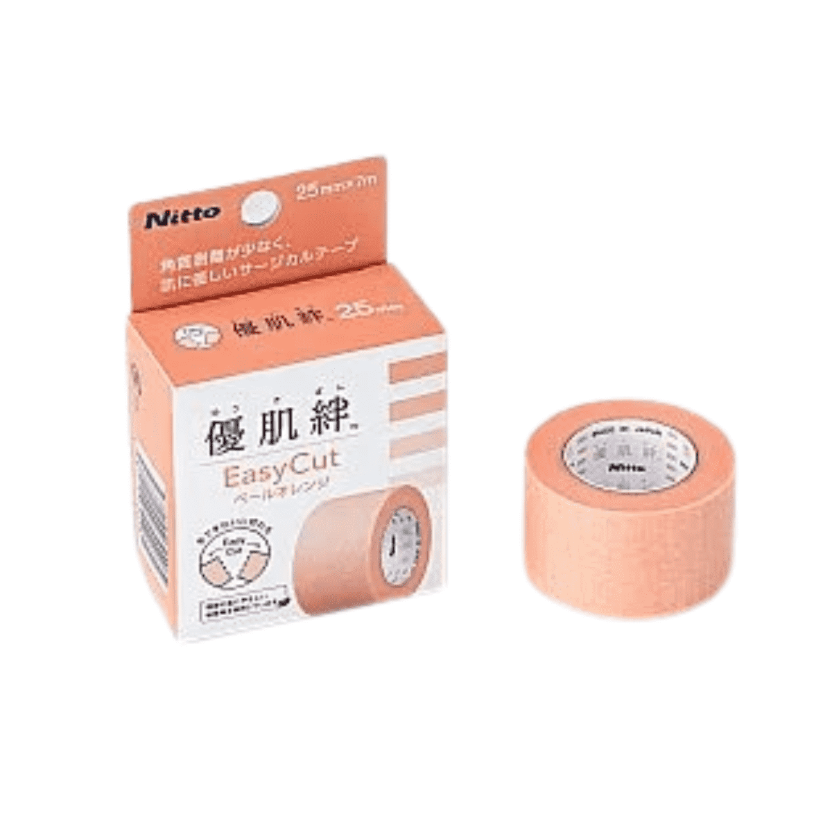 優肌絆 EasyCut イージーカット ペールオレンジ 個包装 25ｍｍ×7ｍ 1巻