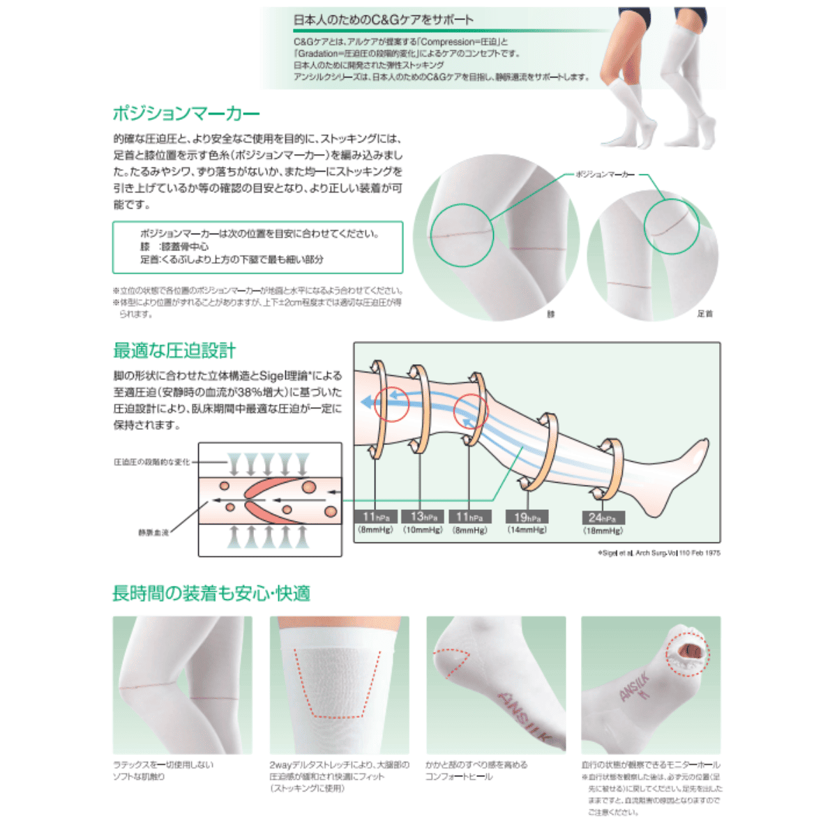 アンシルクプロＪ ストッキング 両足 LL23-27cm/40-46cm/55-64cm