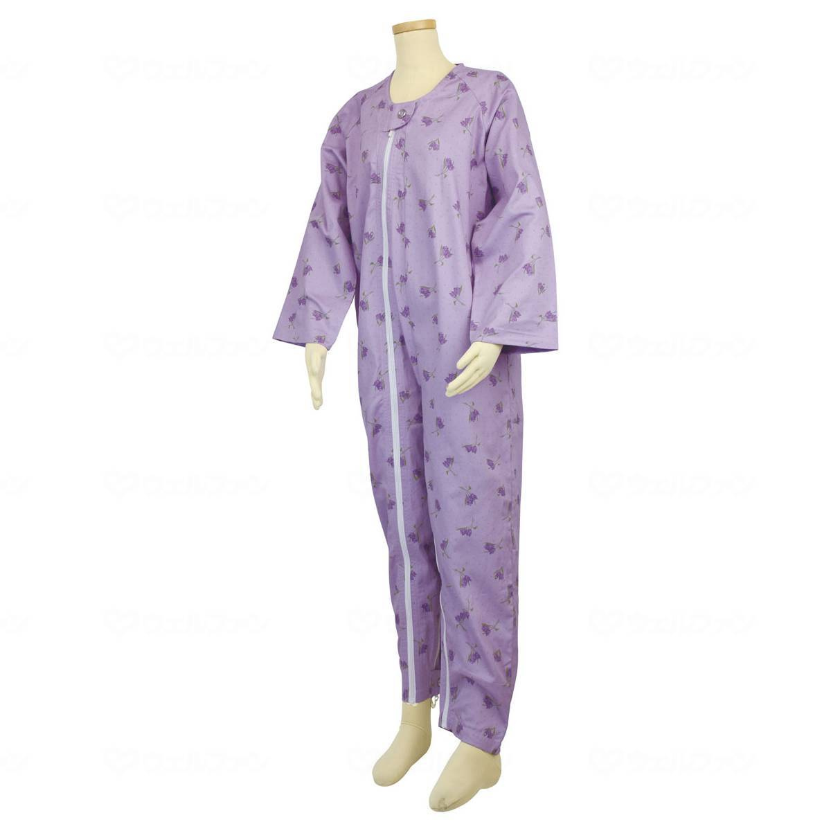 テイコブ エコノミー上下続き服 花柄パープル M