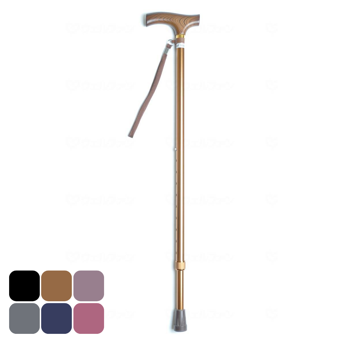 夢ライフステッキ 伸縮型 スリムタイプ ロイヤルブラウン