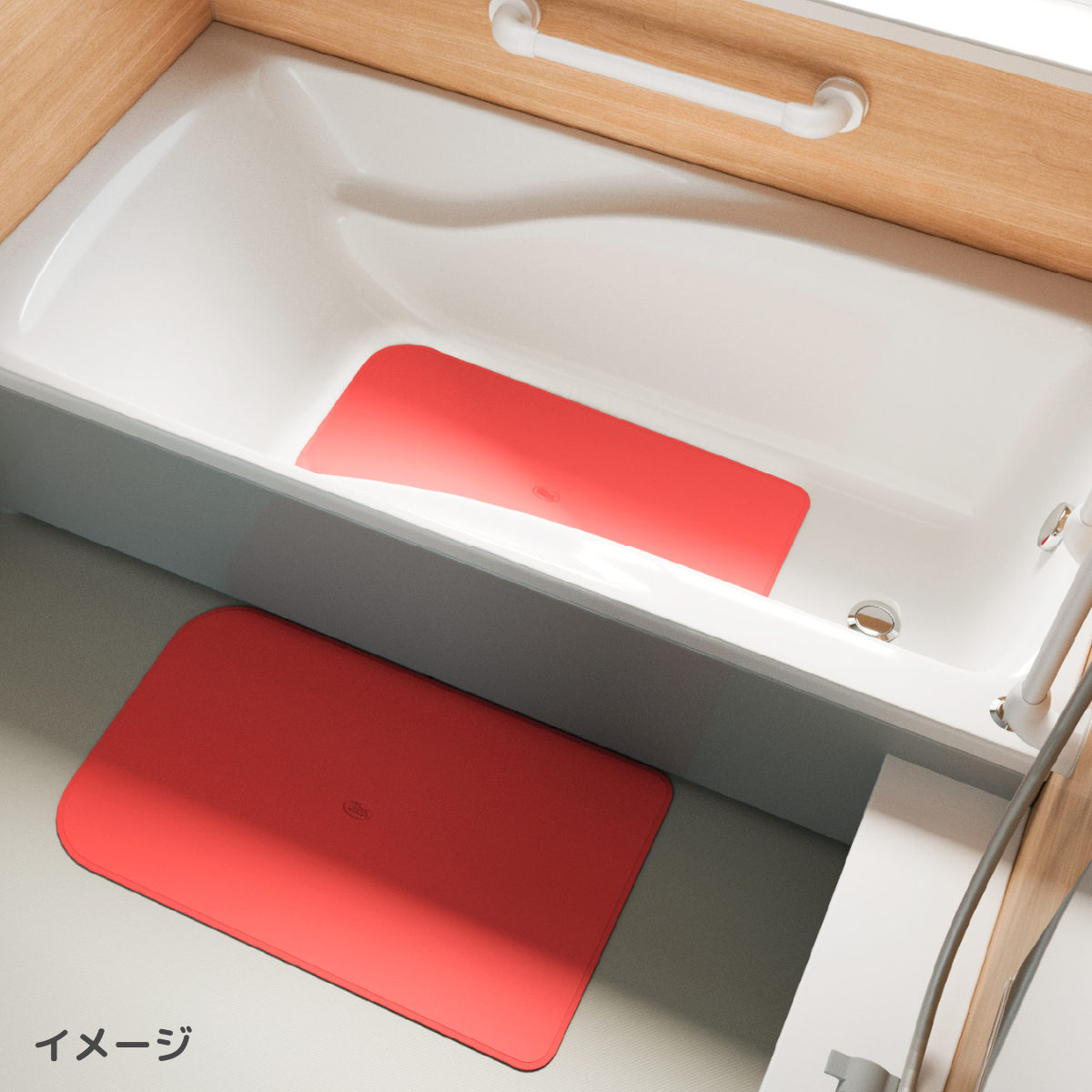おく楽 すべり止めマットAR レッド 小(38×55)