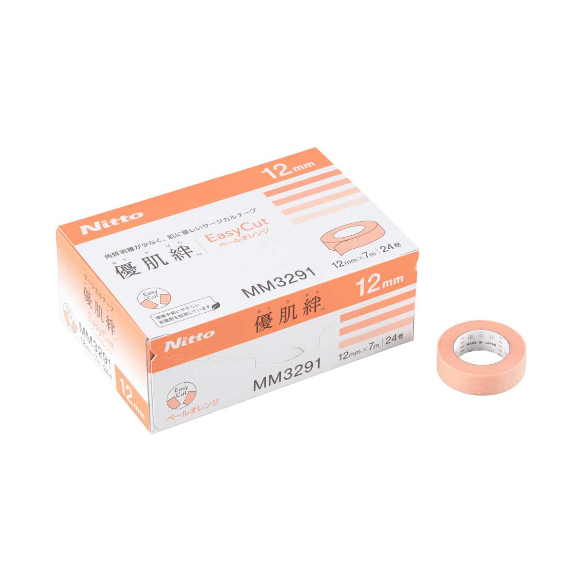 優肌絆 EasyCut ペールオレンジ 24巻入 12mm×7ｍ 24巻