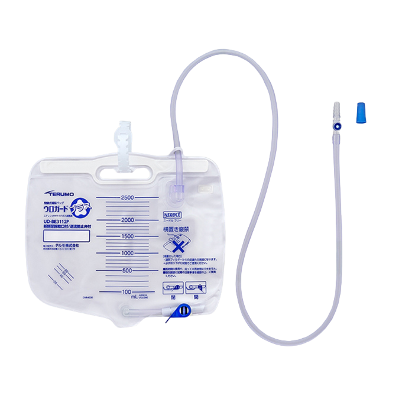 ウロガードプラス 閉鎖式導尿バッグ 2500mL 5枚入 UD-BE3012P 新鮮尿採取口付