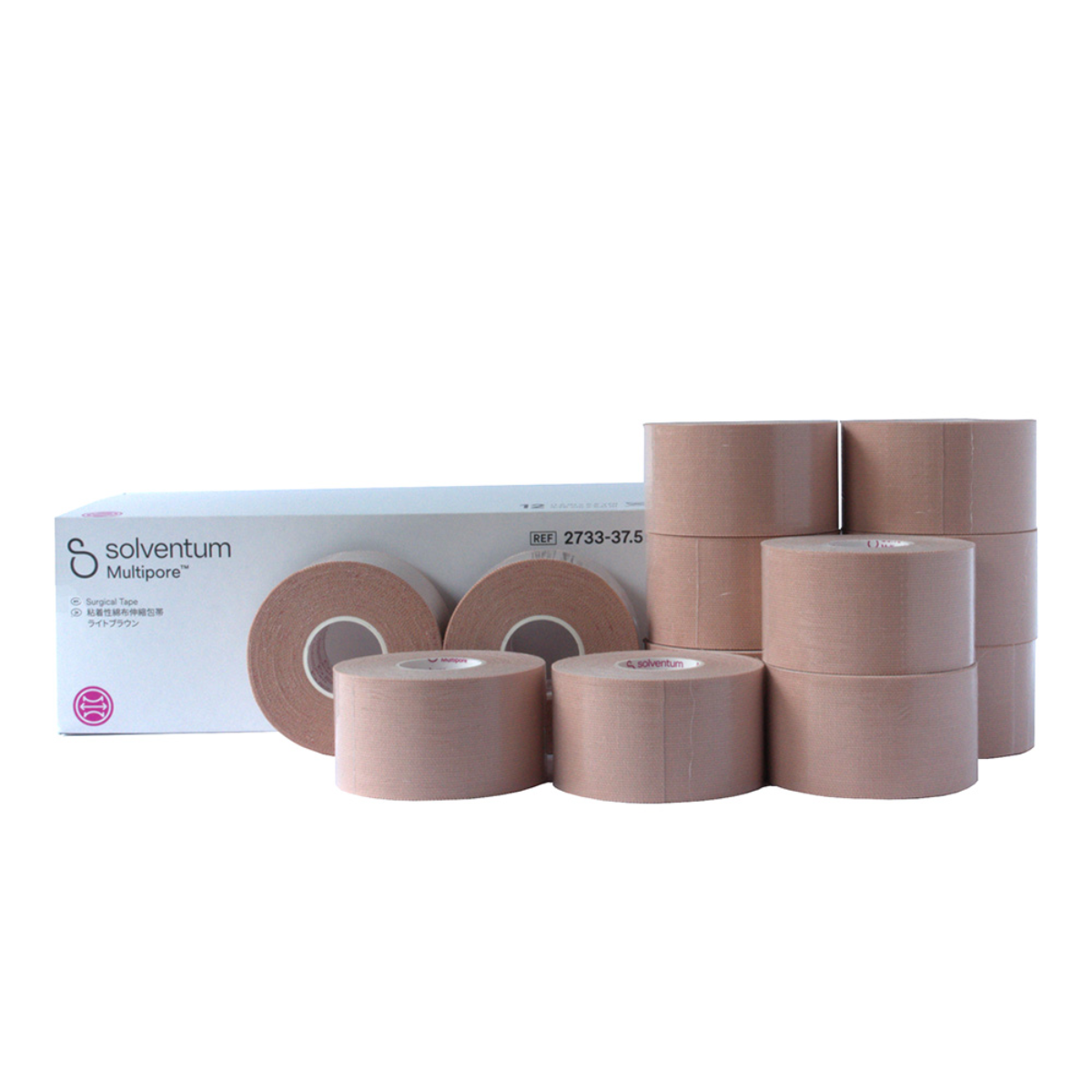 マルチポア 粘着性綿布伸縮包帯 37.5mm×5m ライトブラウン 37.5mm×5m 48巻入