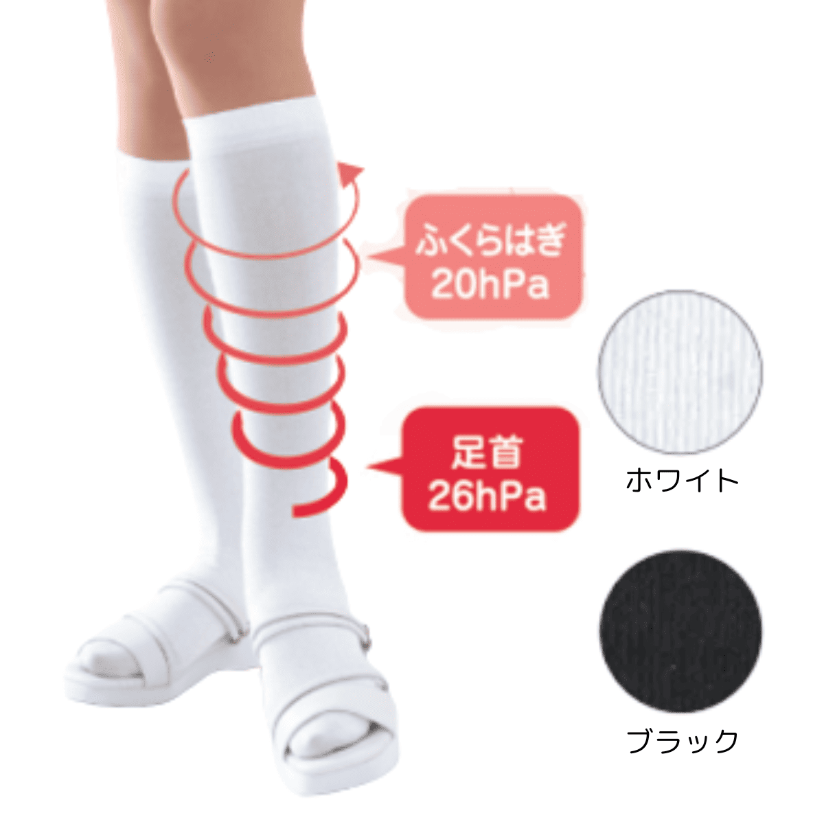 まるでナース 脚長着圧ハイソックス（2足組×10セット）各2色