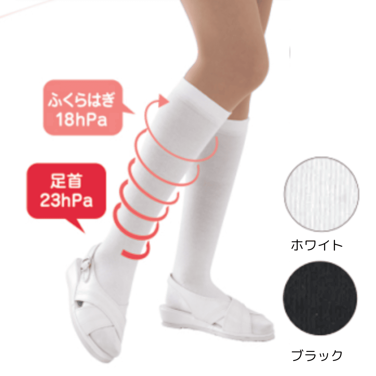 まるでナース コットンスーパー着圧ハイソックス 140DEN（2足組×10セット）ホワイト